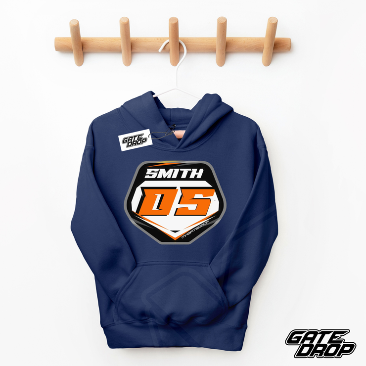 Gate Drop Dirt Bike Name and Number Plate Youth Hoodie