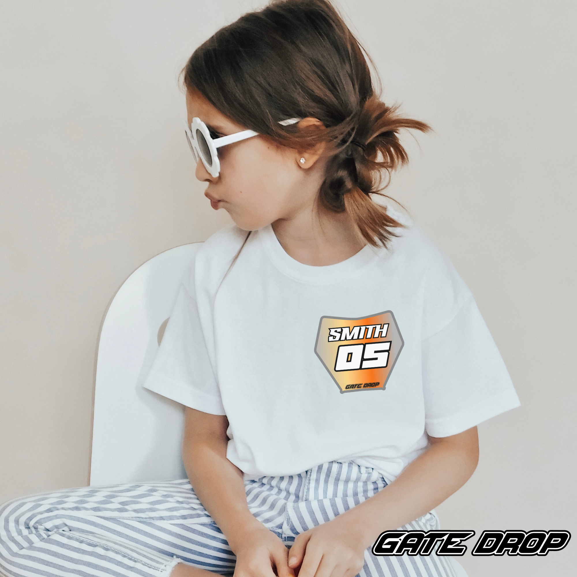 Gate Drop Moto Gradient Plate with Custom Race Name and Number Youth Shirt