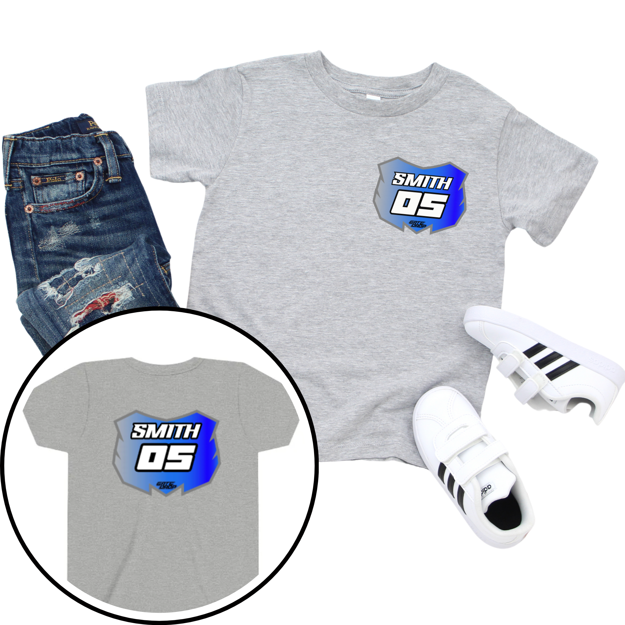 Gate Drop Moto Gradient Plate with Custom Race Name and Number Youth Shirt