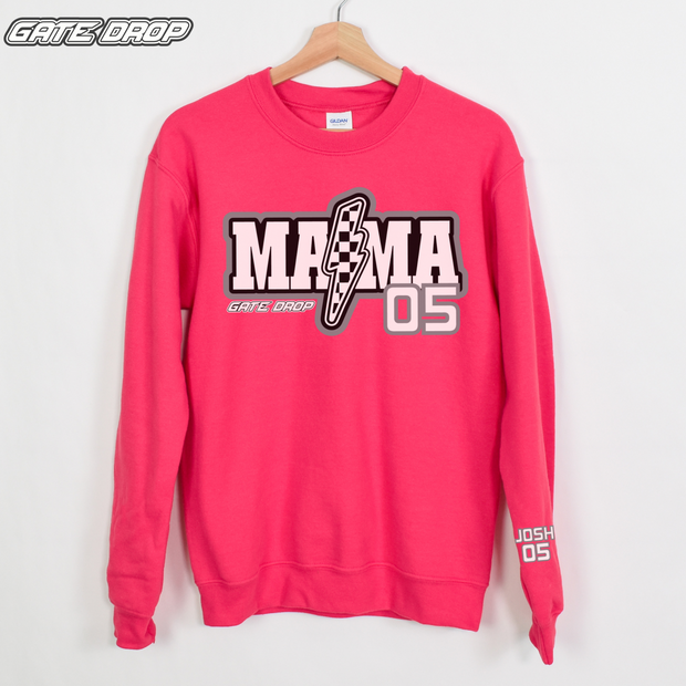 Gate Drop Moto Mama Checkered Bolt Sweater with Personalized Sleeve