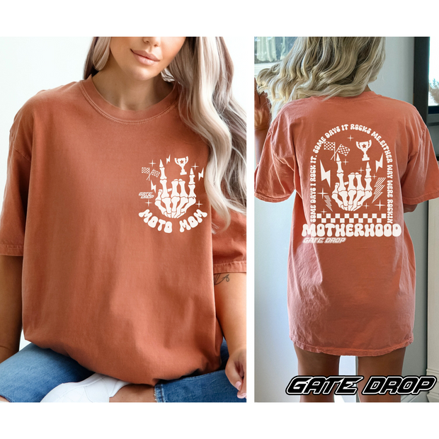 Gate Drop Moto Mama Motherhood Race Day Comfort Colors® Shirt