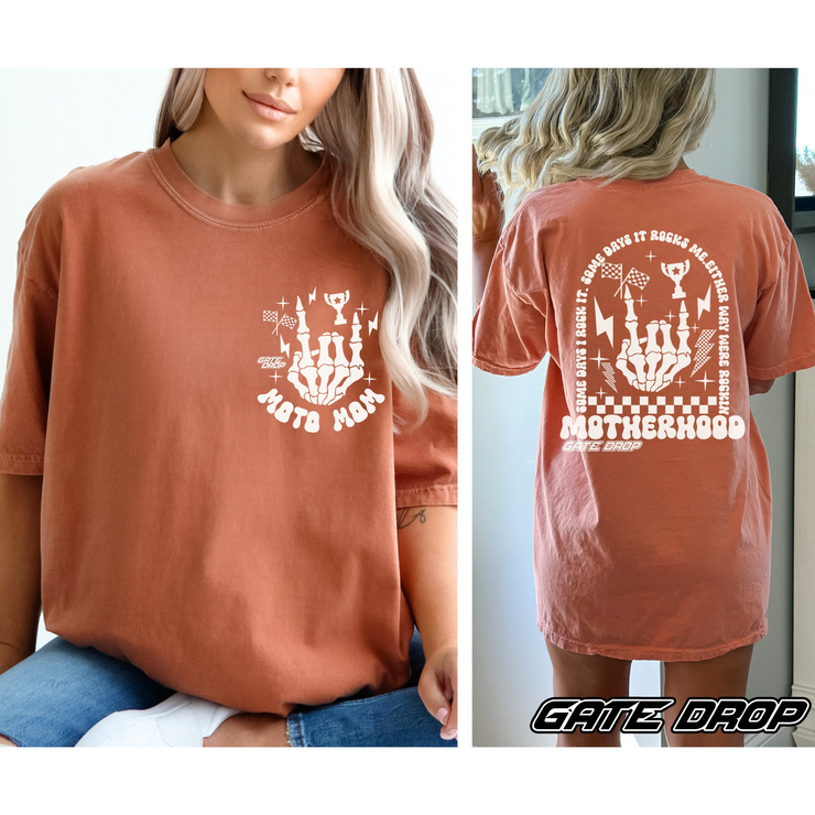 Moto Mom Some Days I Rock It Sometimes It Rocks Me Motherhood Race Day Shirt