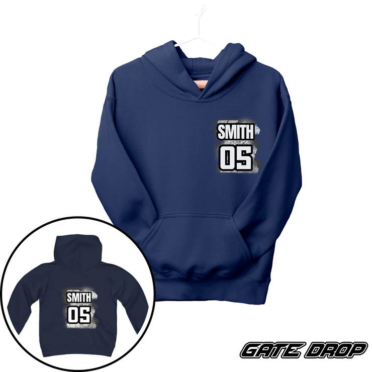 Gate Drop Motocross Custom Name and Number Kids Race Day Hoodie