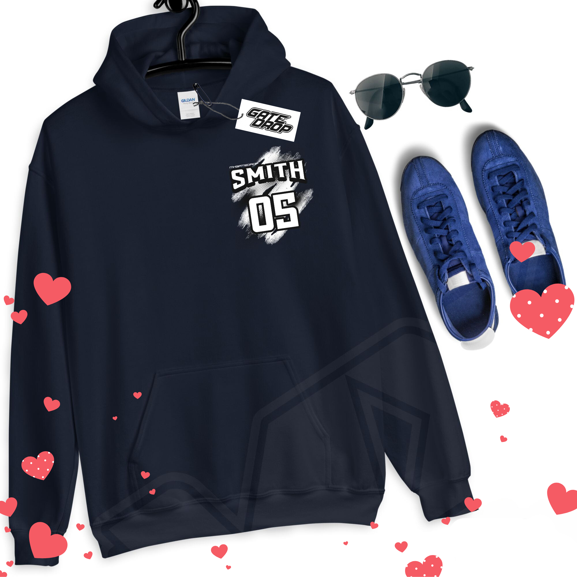 Gate Drop Motocross Name and Number Adult Hoodie