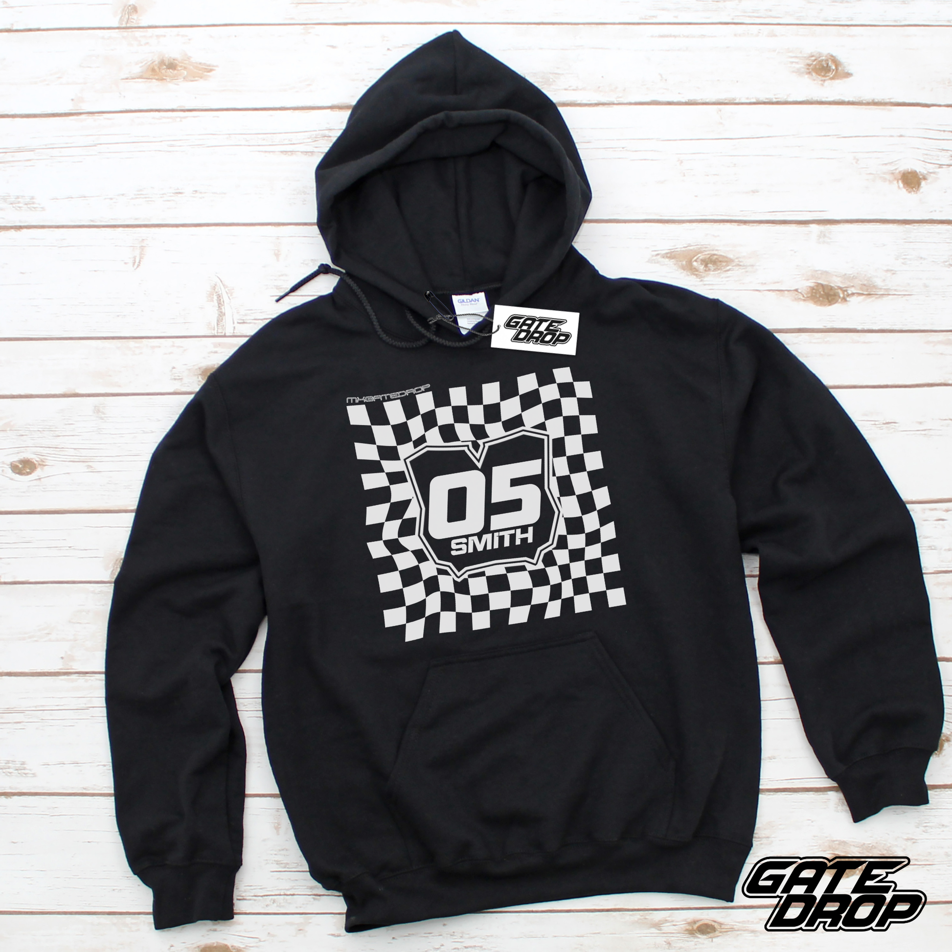 Gate Drop Personalized Checkered Adult Plate Hoodie