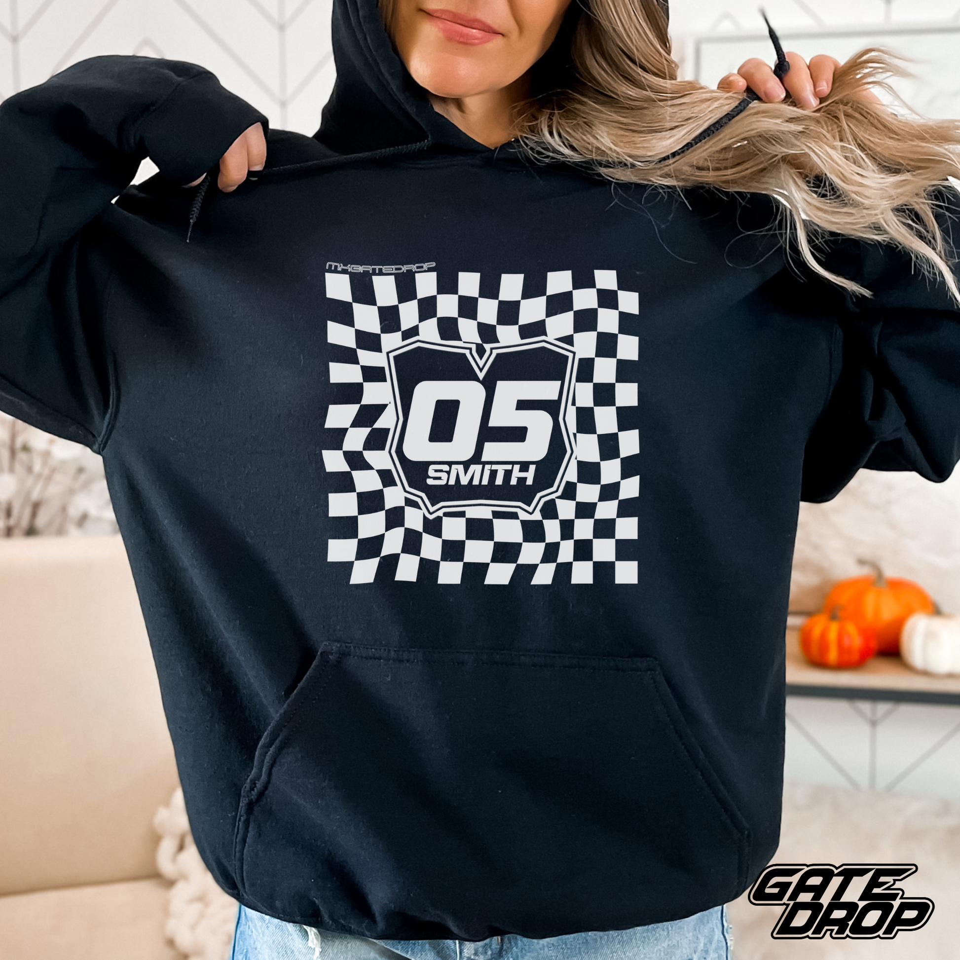 Gate Drop Personalized Checkered Adult Plate Hoodie