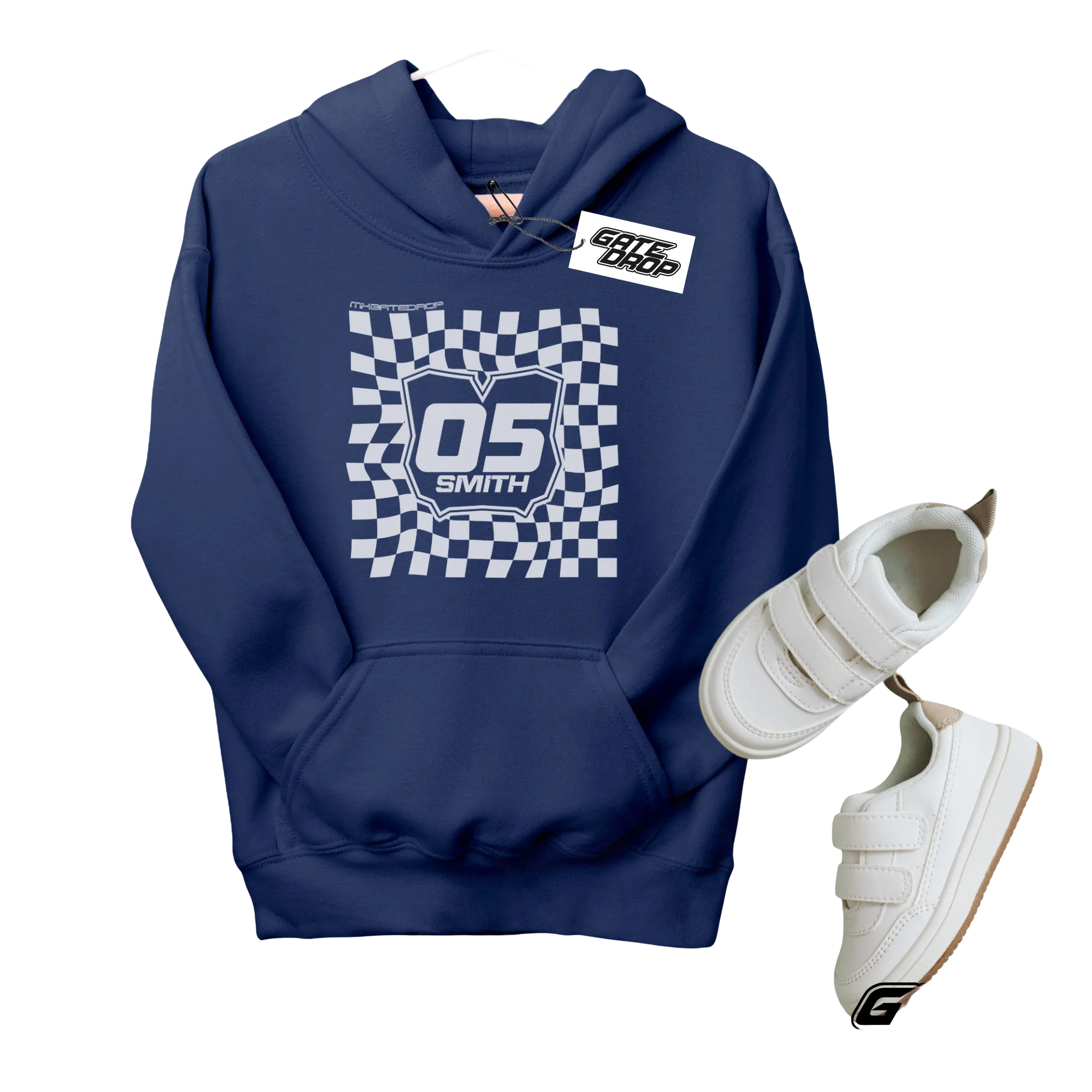 Gate Drop Personalized Checkered Youth Hoodie