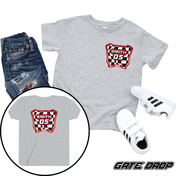 Gate Drop Personalized Motocross Checkered Plate Youth T Shirt