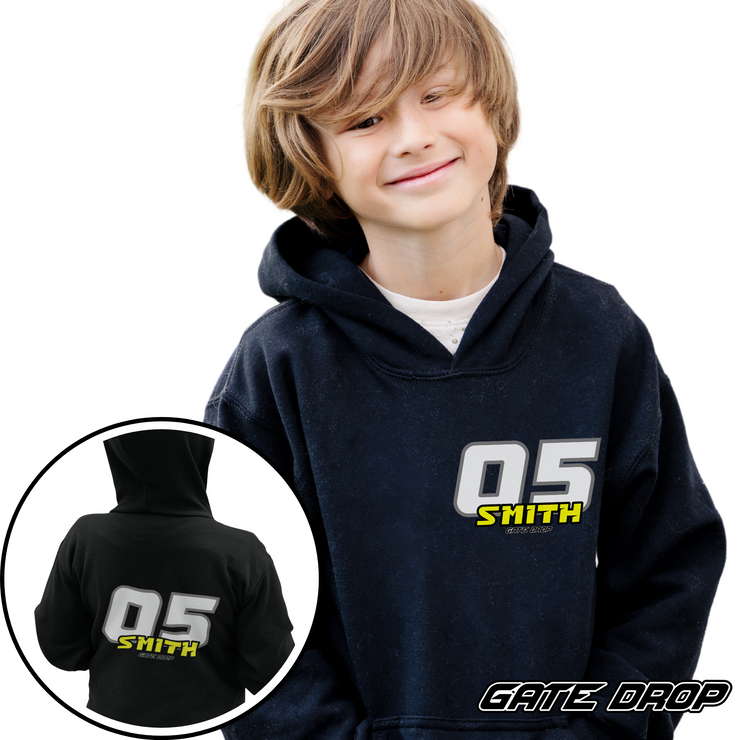 Gate Drop Personalized Race Name and Number Moto Kid Youth Hoodie