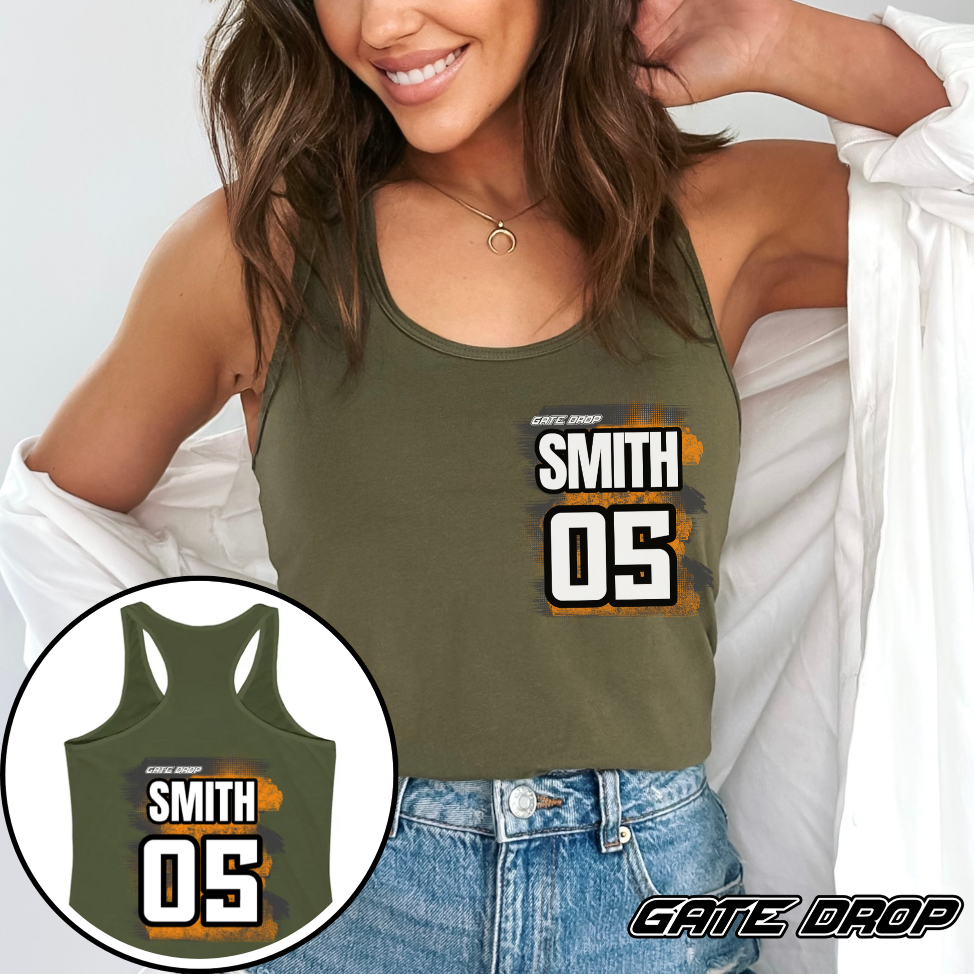 Gate Drop Personalized Race Name and Number Tank Top