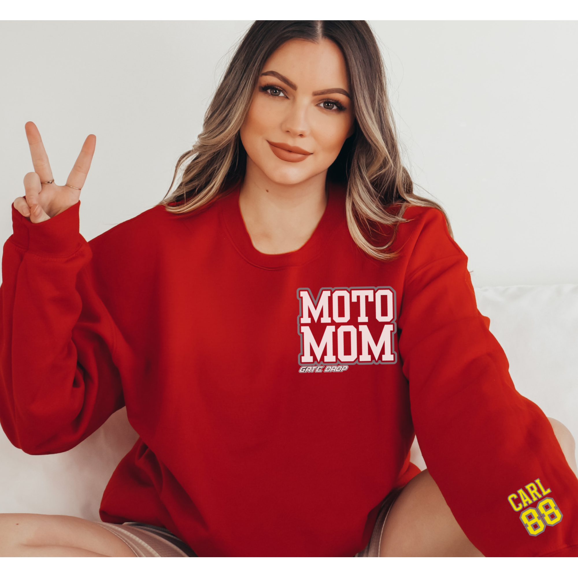 Gate Drop Personalized Sweatshirt with Kid Names and Numbers on Sleeve