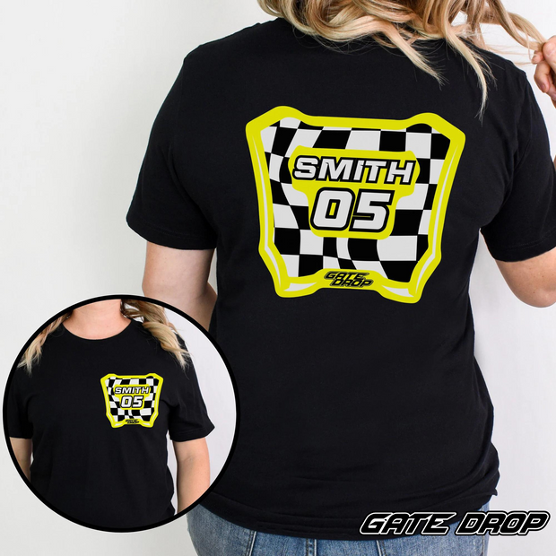 Gate Drop Checkered MX Plate Custom Name and Number T shirt