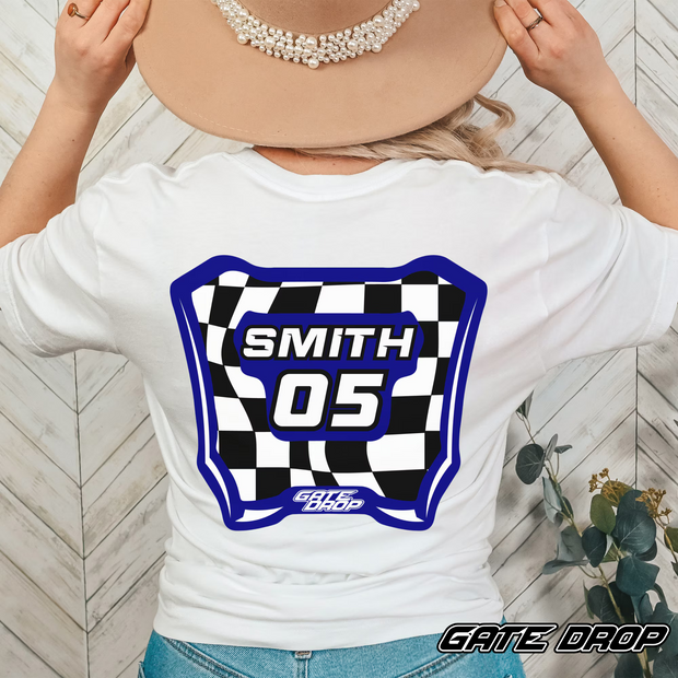 Gate Drop Checkered MX Plate Custom Name and Number T shirt