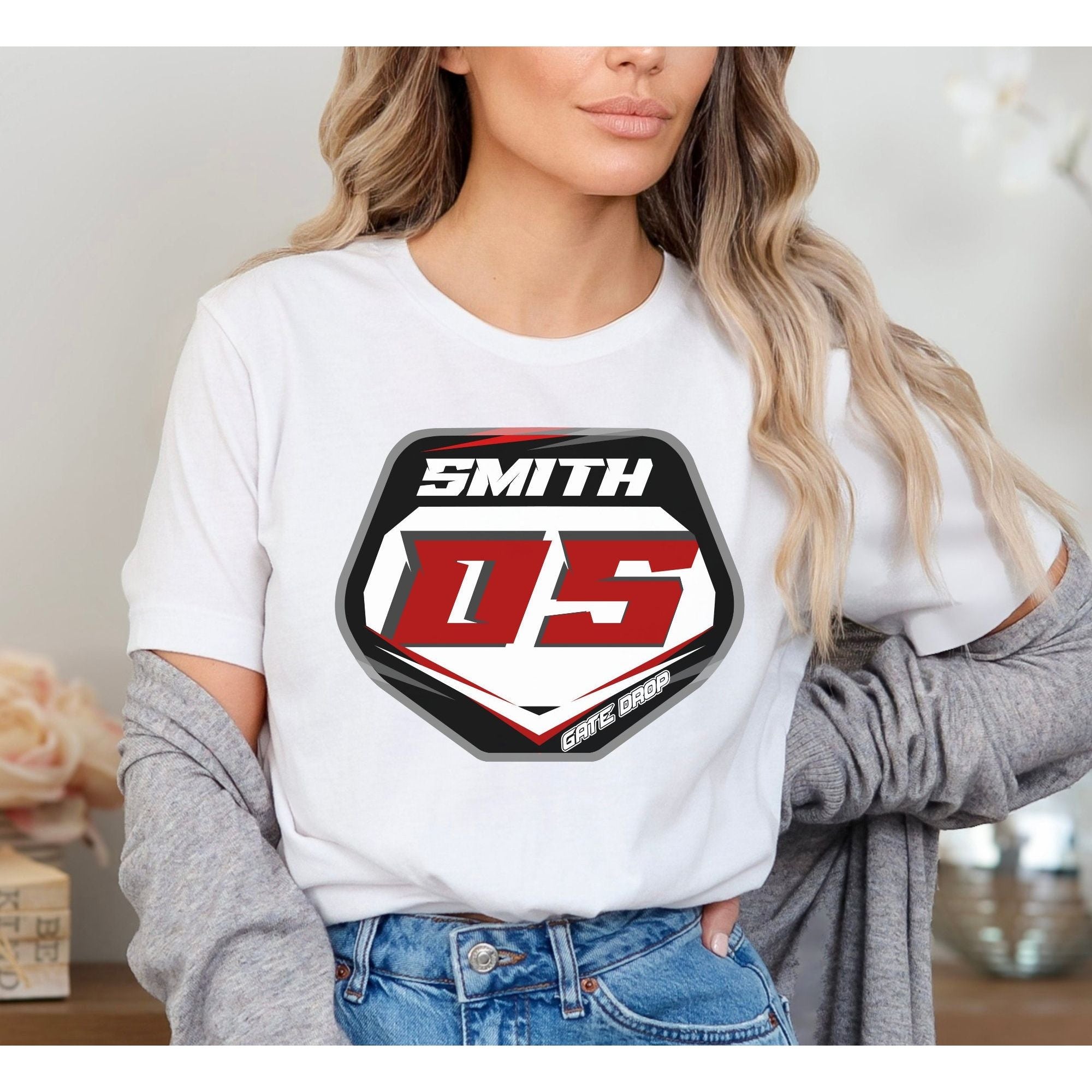 Gate Drop Custom Name and Number MX Plate Adult Shirt