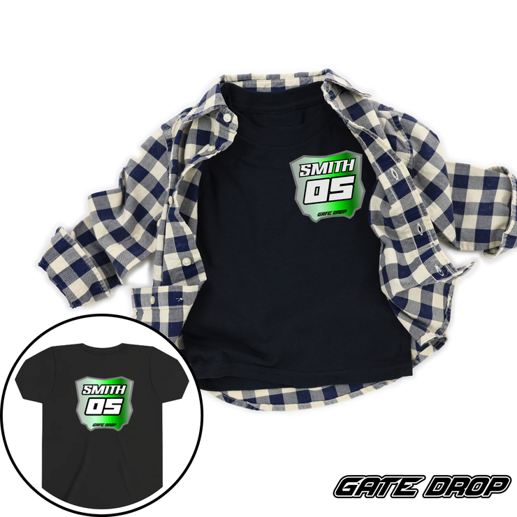 Gate Drop Moto Gradient Plate with Custom Race Name and Number Youth Shirt