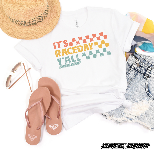 It's Race Day Y'All Checkered Motocross Adult Shirt - Comfort Colors®