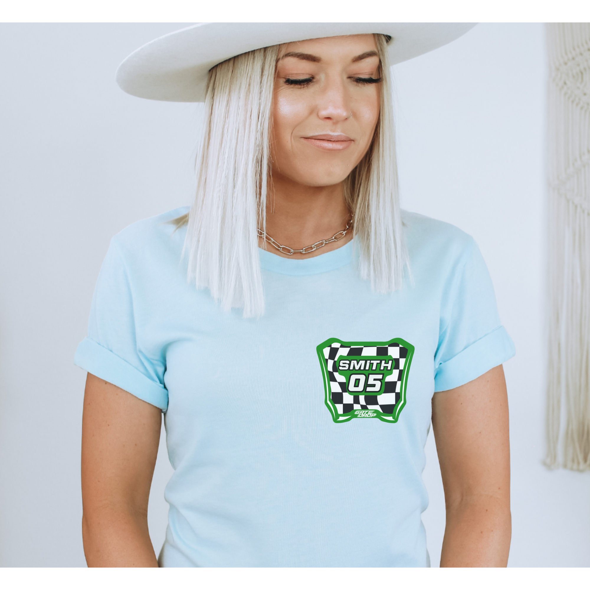 Gate Drop Checkered MX Plate Custom Name and Number T shirt