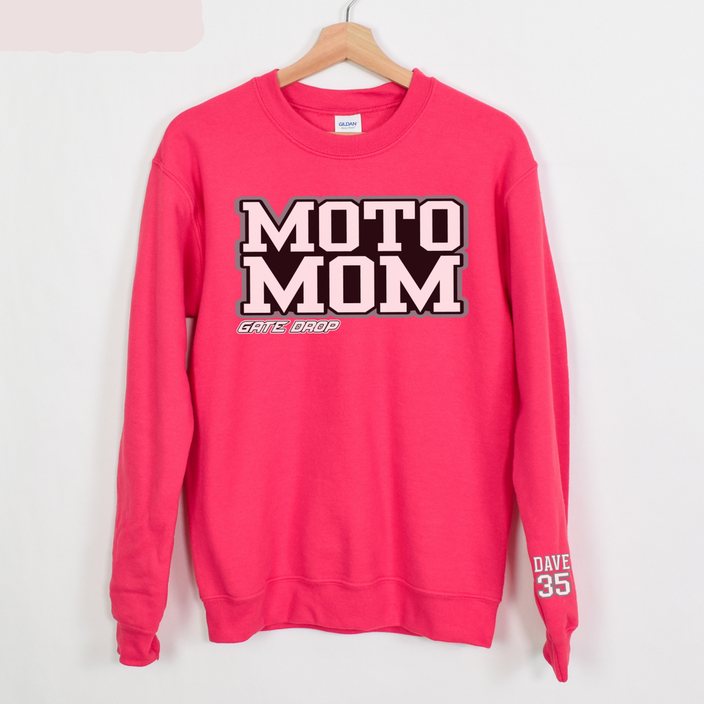 Moto Mom Personalized Sweatshirt with Customizable Sleeve