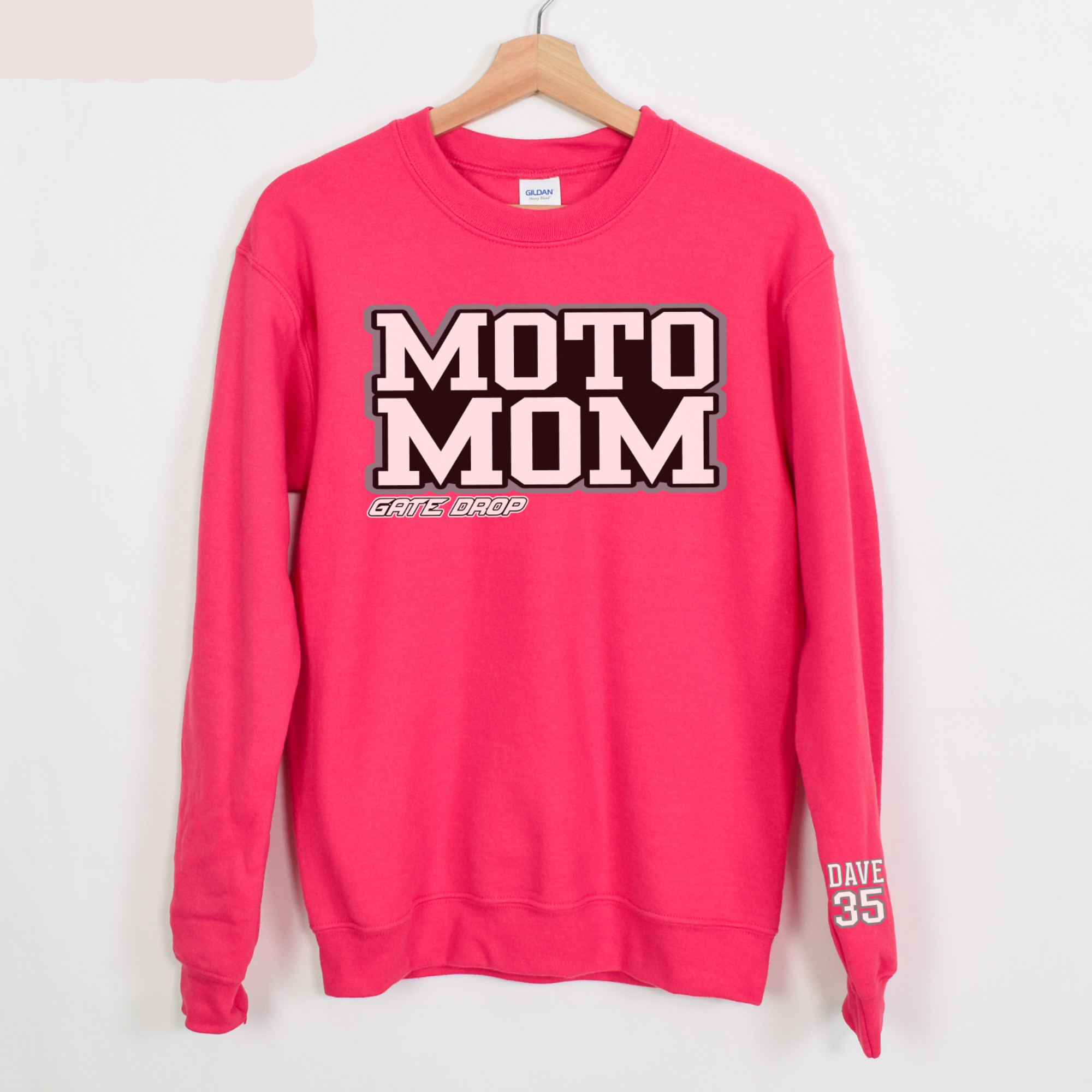 Moto Mom Personalized Sweatshirt with Customizable Sleeve