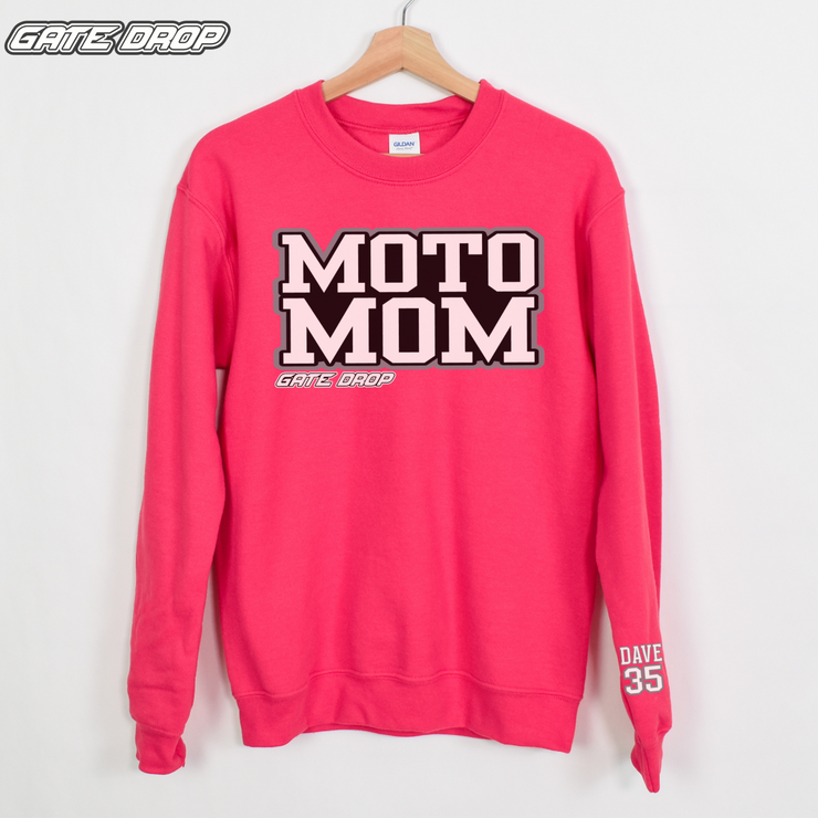 Moto Mom Personalized Sweatshirt with Customizable Sleeve