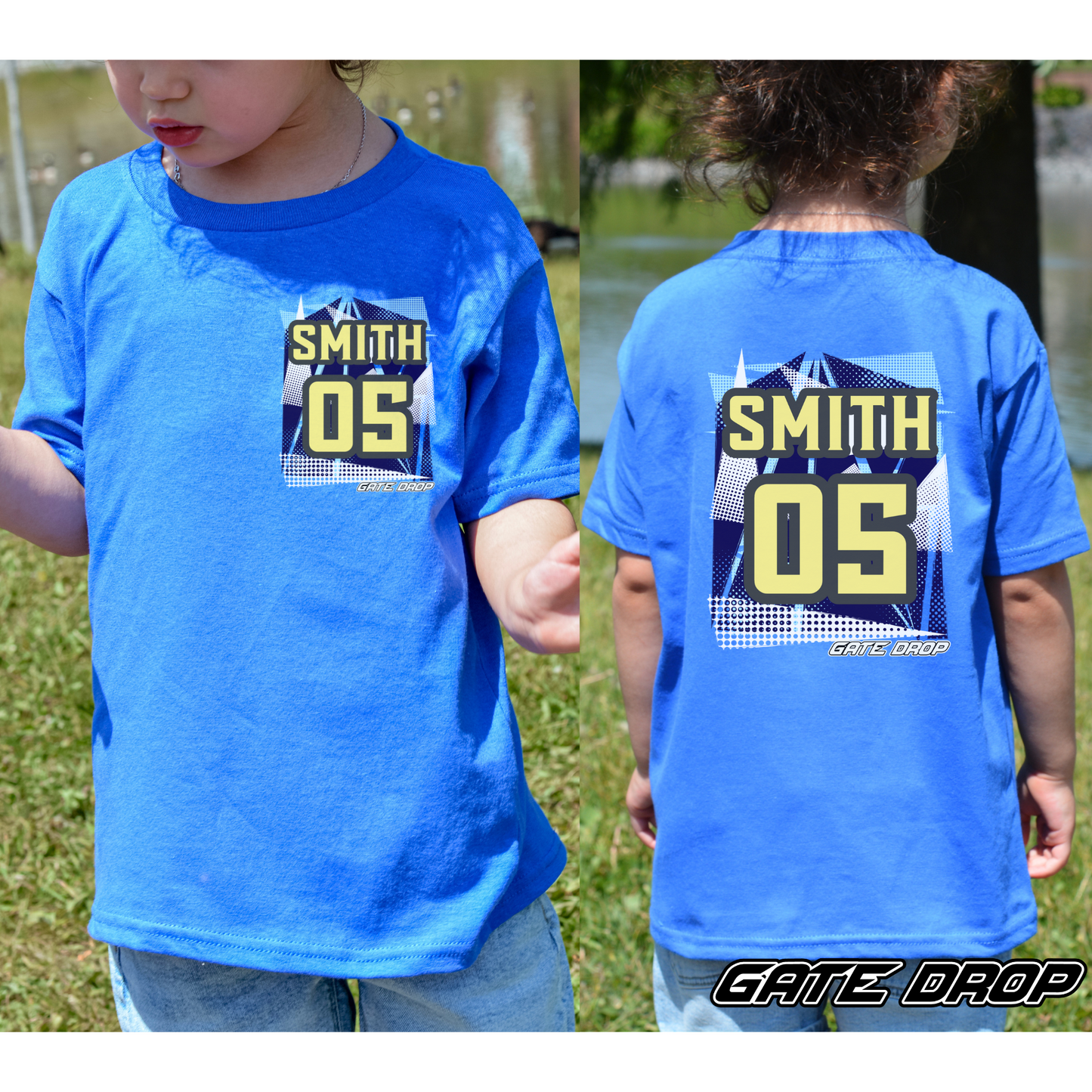 Gate Drop Moto Kids Custom Name and Number Youth Tee Shirt