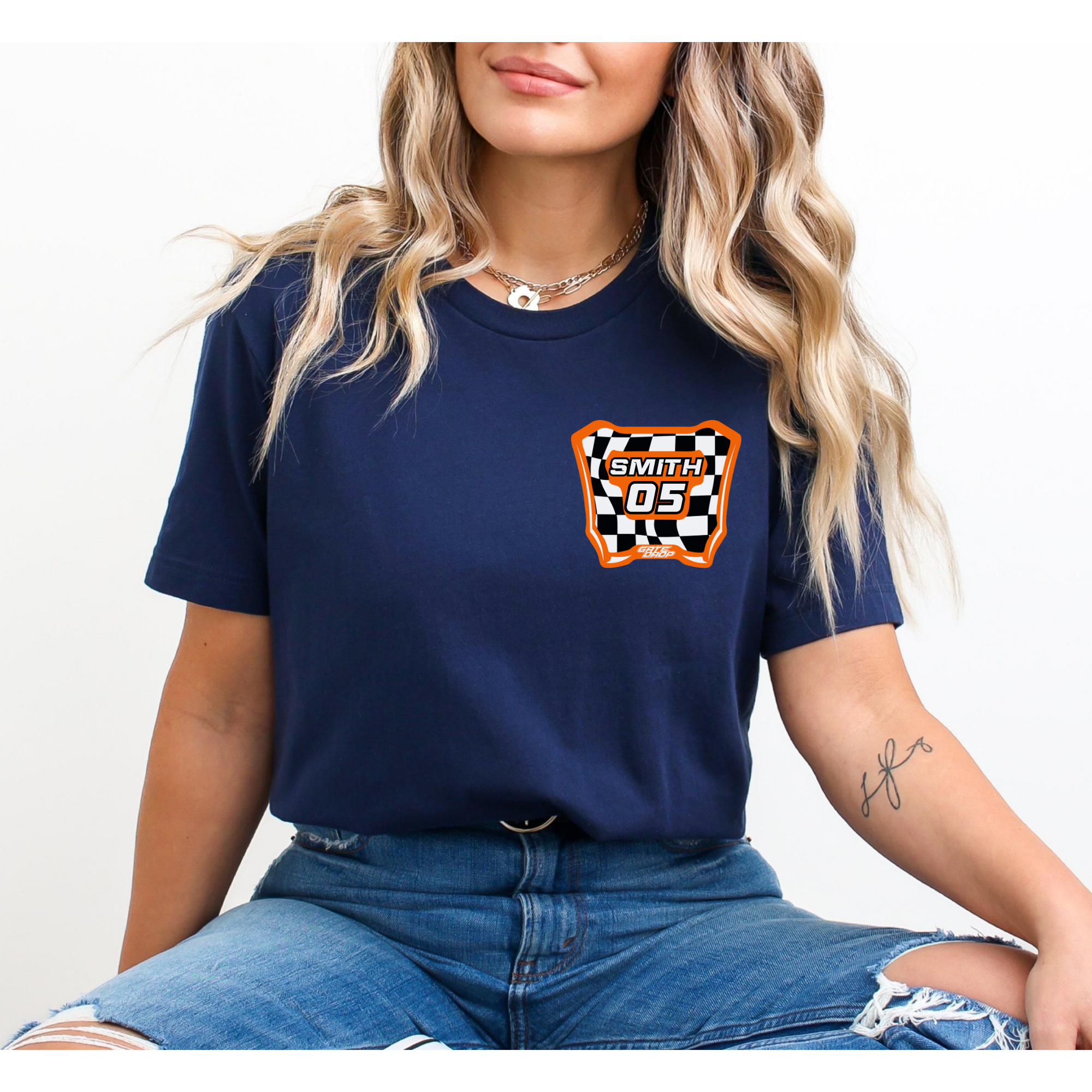 Gate Drop Checkered MX Plate Custom Name and Number T shirt