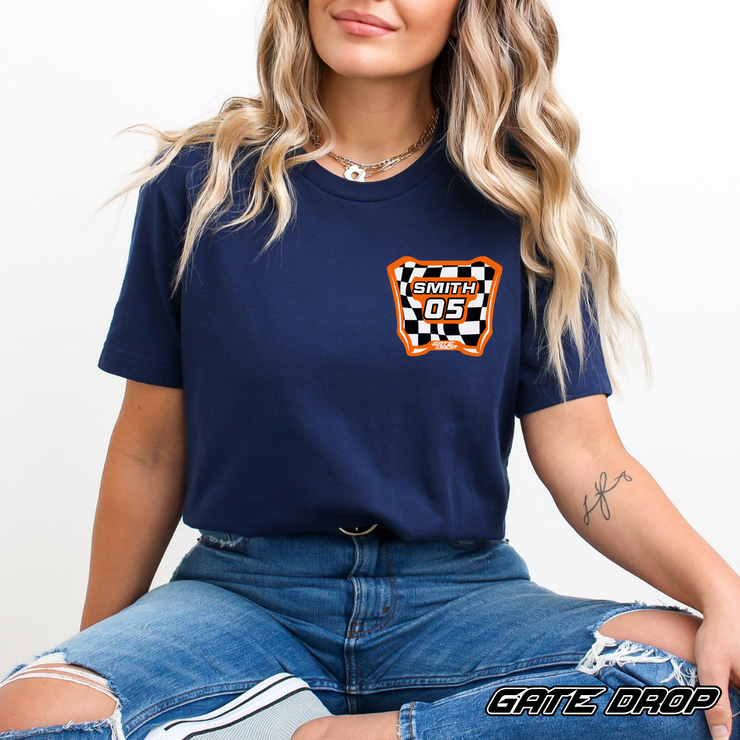 Gate Drop Checkered MX Plate Custom Name and Number T shirt.