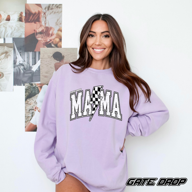 Gate Drop Bolt MAMA Retro Checkered Race Sweatshirt - Comfort Colors®