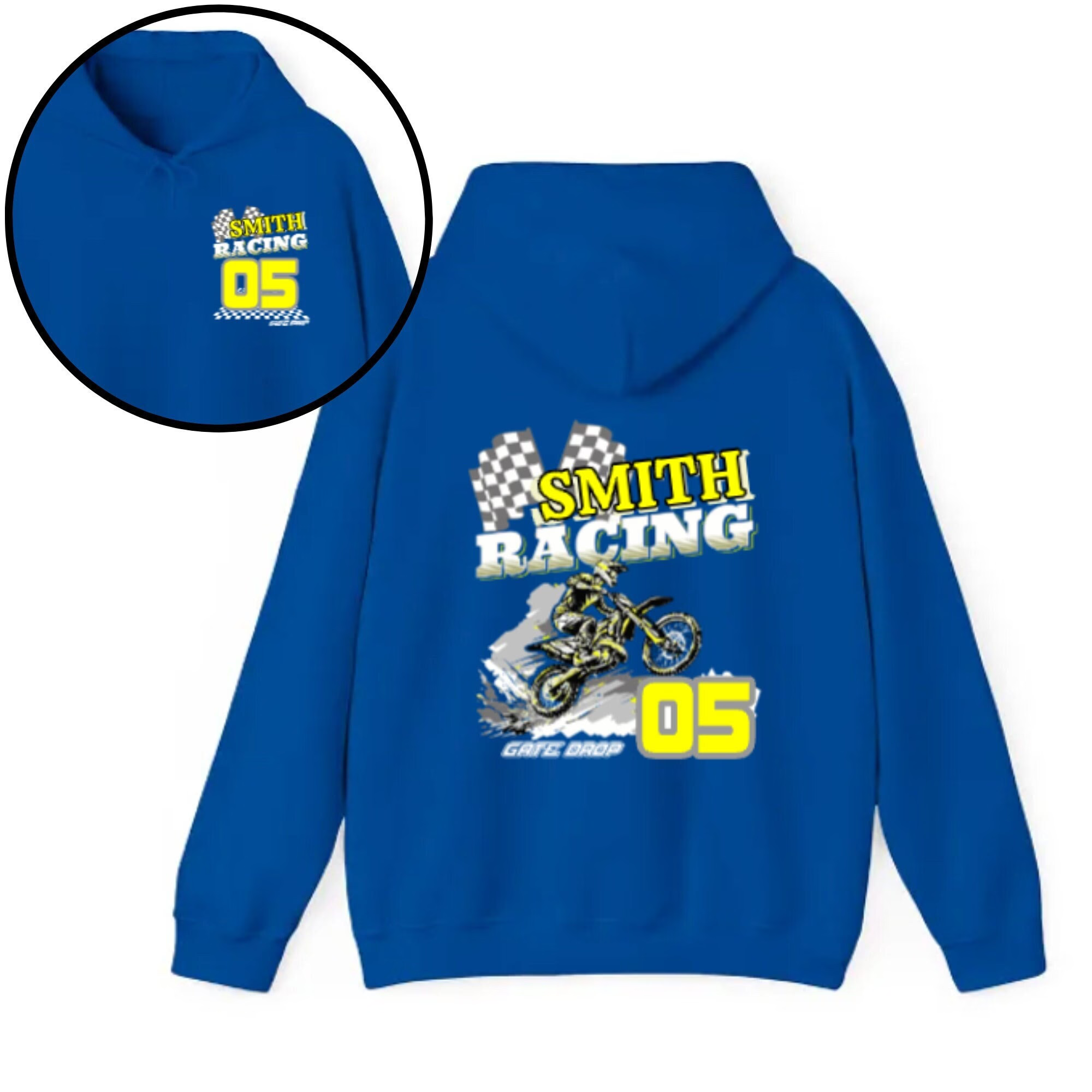 Personalized Racing Name and Number Motocross Hoodie