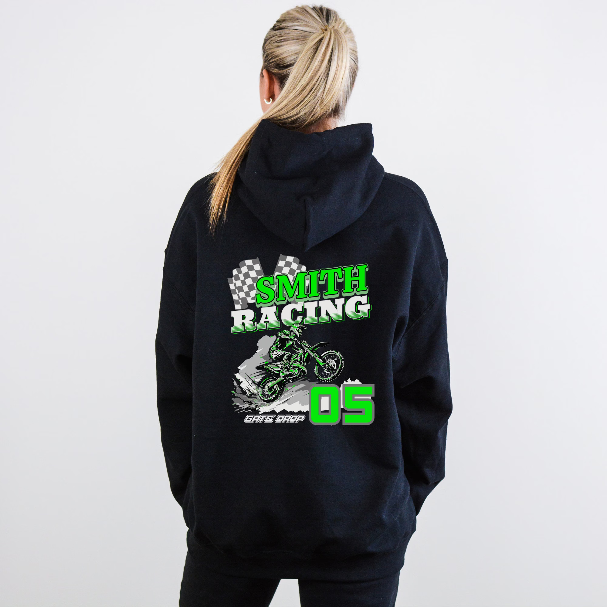 Personalized Racing Name and Number Motocross Hoodie