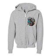 Riding Skeleton Youth Full-Zip Hooded Sweatshirt