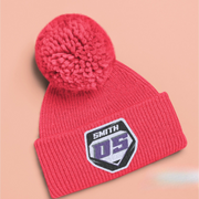 Custom Embroidered Pom Pom Motocross Plate Beanie | Personalized dirt bike Beanie | Motocross Plate POM POM| Embroidered Racer Beanie