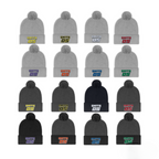 Embroidered Pompom Race Beanie