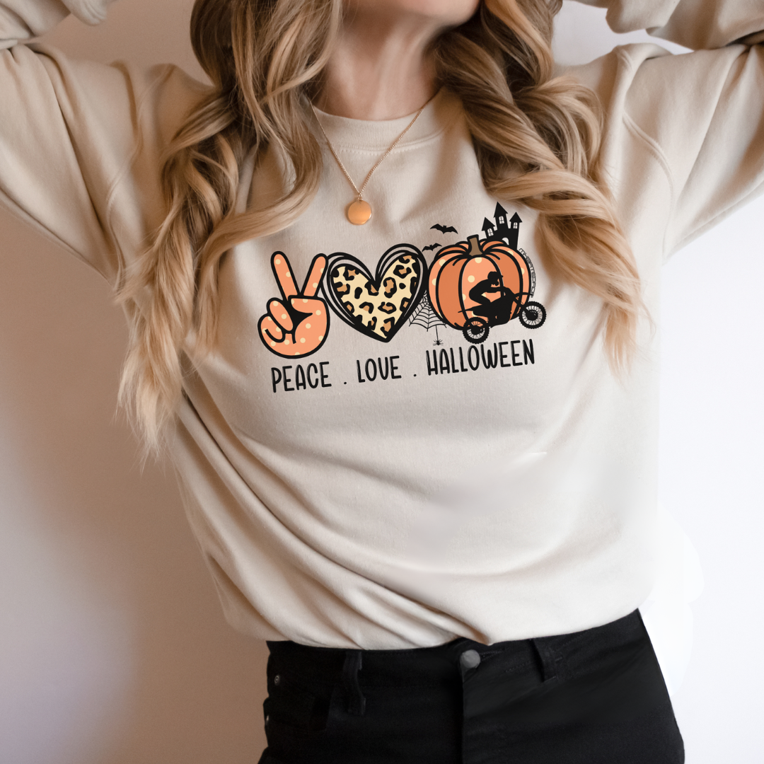 Peace Love Halloween Moto Crewneck