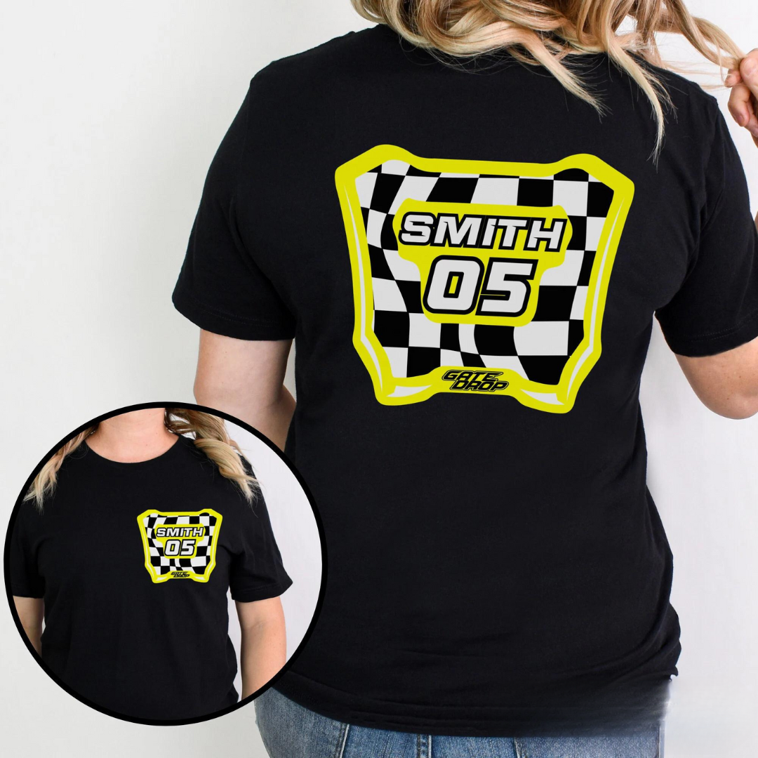 Gate Drop Checkered MX Plate Custom Name and Number T shirt