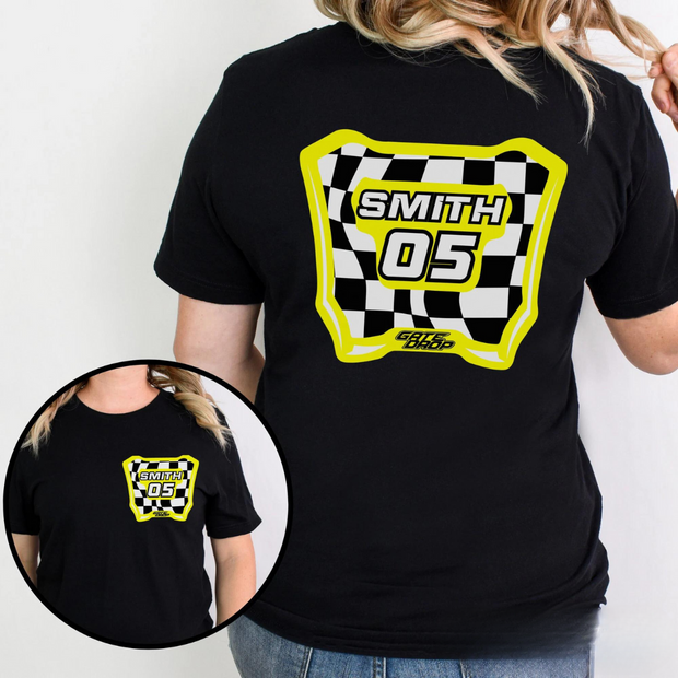 Gate Drop Checkered MX Plate Custom Name and Number T shirt.