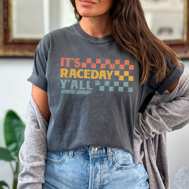 It's Race Day Y'All Checkered Motocross Adult Shirt - Comfort Colors®