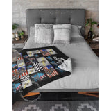 Personalized Custom Motocross Dirt Bike racing Patriotic Blanket | Custom Motocross Christmas Gift Blanket | Dirtbike Custom Throw Moto Dad