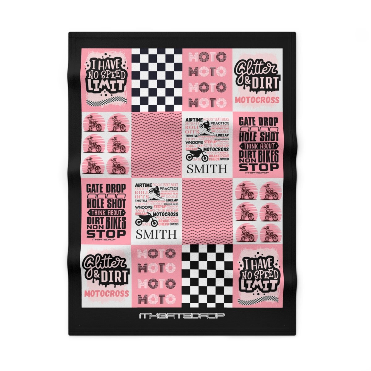 Personalized Motocross Baby Blanket | Dirtbike Baby Shower Gift | Patchwork Baby Blanket | Custom Motocross Newborn Gift | Motocross Nursery