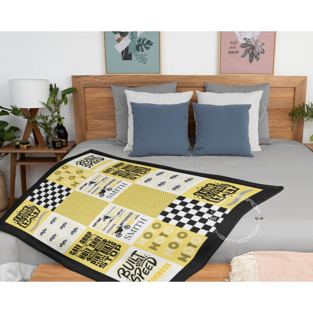 Personalized Motocross Baby Blanket | Dirtbike Baby Shower Gift | Patchwork Baby Blanket | Custom Motocross Newborn Gift | Motocross Nursery