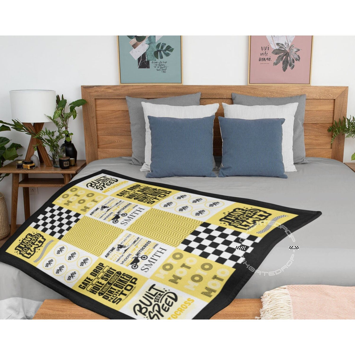 Personalized Motocross Baby Blanket | Dirtbike Baby Shower Gift | Patchwork Baby Blanket | Custom Motocross Newborn Gift | Motocross Nursery