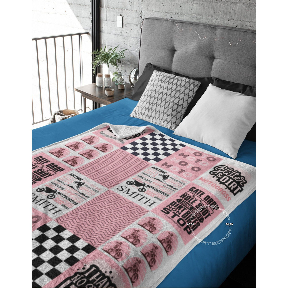 Personalized Motocross Baby Blanket | Dirtbike Baby Shower Gift | Patchwork Baby Blanket | Custom Motocross Newborn Gift | Motocross Nursery