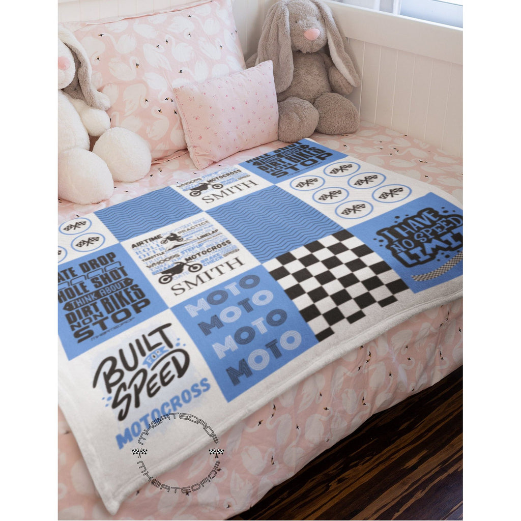 Personalized Motocross Baby Blanket | Dirtbike Baby Shower Gift | Patchwork Baby Blanket | Custom Motocross Newborn Gift | Motocross Nursery