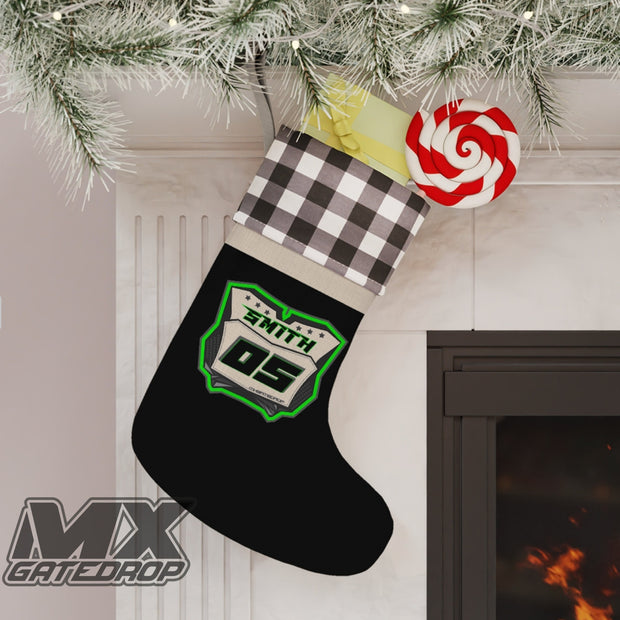 Motocross Personalized Christmas Stockings| Buffalo Plaid Holiday Stocking| Dirt bike Holiday Stocking| Custom Name Christmas Decoration