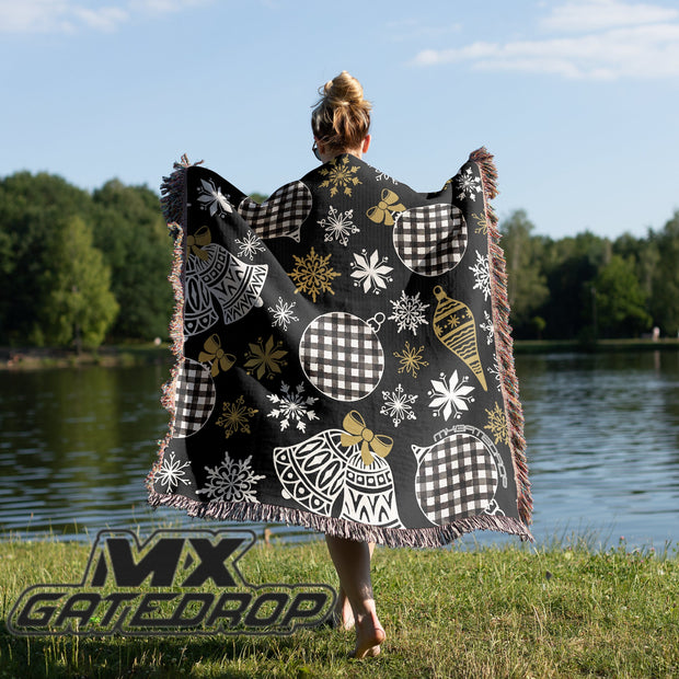 Motocross Ornament Christmas Blanket| Christmas Ornament Woven Blanket Throw| Christmas Decor Dirt bike throw| Moto Mom Racing family throw