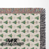 Motocross Christmas Tree Blanket| Christmas Trees Woven Blanket Throw| Christmas Decor Dirt bike throw| Moto Mom Racing family throw