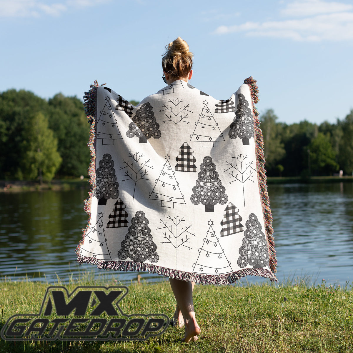Motocross Christmas Tree Blanket| Christmas Trees Woven Blanket Throw| Christmas Decor Dirt bike throw| Moto Mom Racing family throw