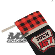 Motocross Personalized Christmas Stockings| Buffalo Plaid Holiday Stocking| Dirt bike Holiday Stocking| Custom Name Christmas Decoration