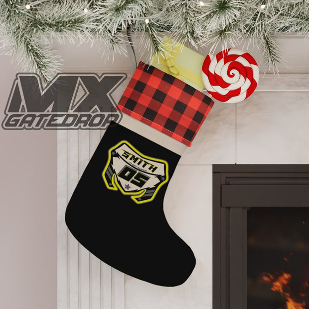 Motocross Personalized Christmas Stockings| Buffalo Plaid Holiday Stocking| Dirt bike Holiday Stocking| Custom Name Christmas Decoration