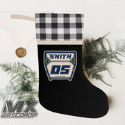 Motocross Personalized Christmas Stockings| Buffalo Plaid Holiday Stocking| Dirt bike Holiday Stocking| Custom Name Christmas Decoration